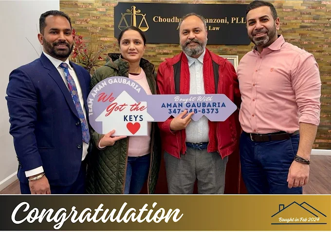 Happy Long Island sellers on closing day with Aman Gaubaria